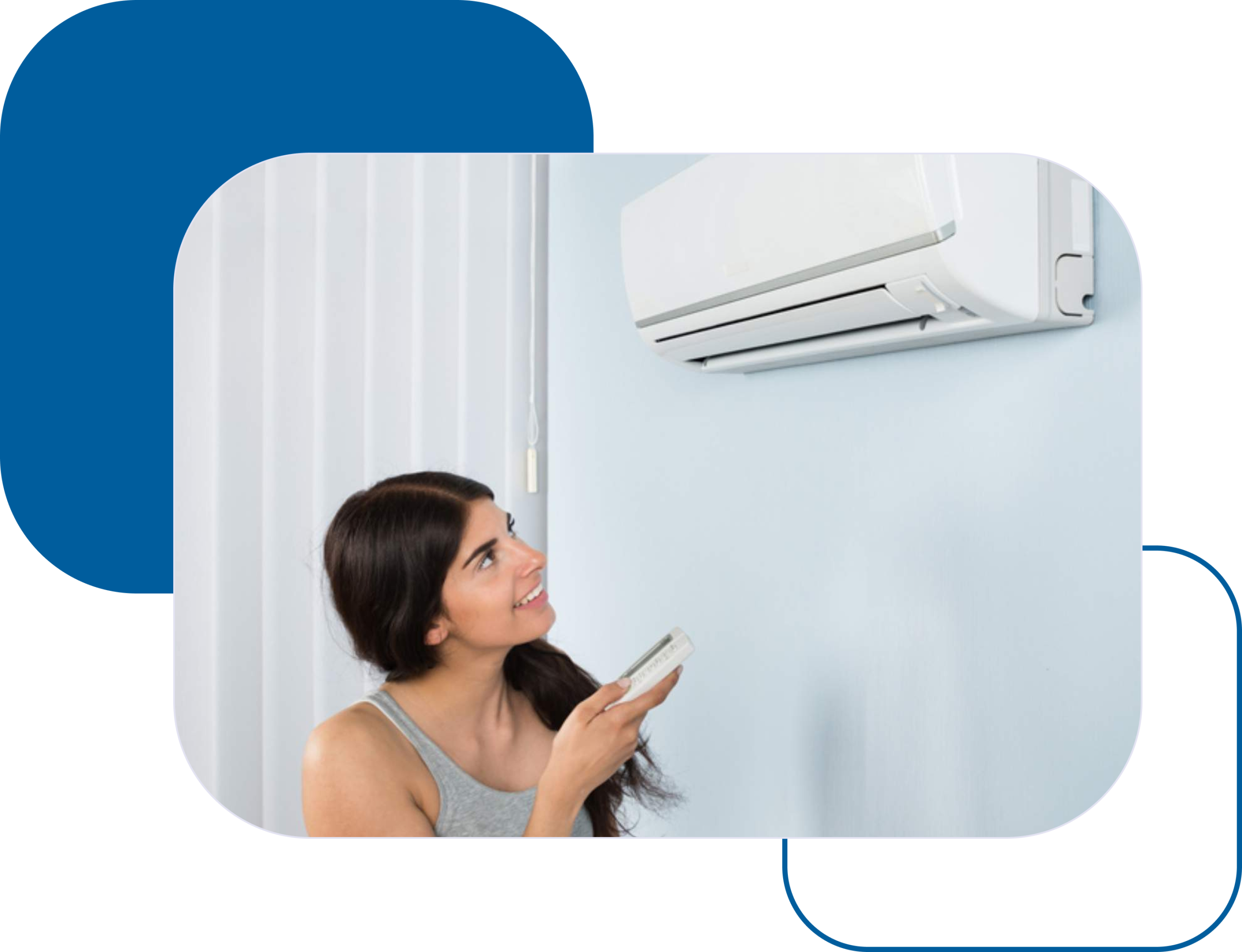 chica usando el sistema de climatización de su hogar y expresa alegría por los resultados